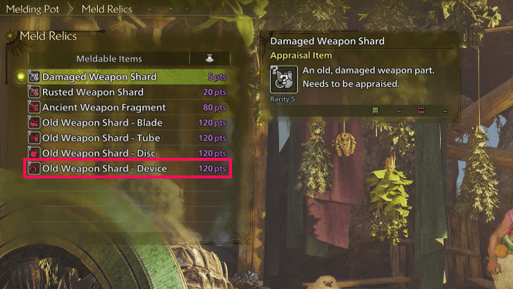 Old Weapon Shards - Device Melding Pot