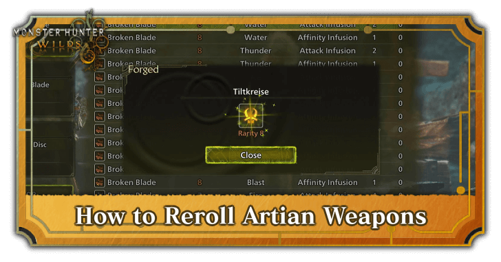 Monster Hunter Wilds - How to Reroll Artian Weapons