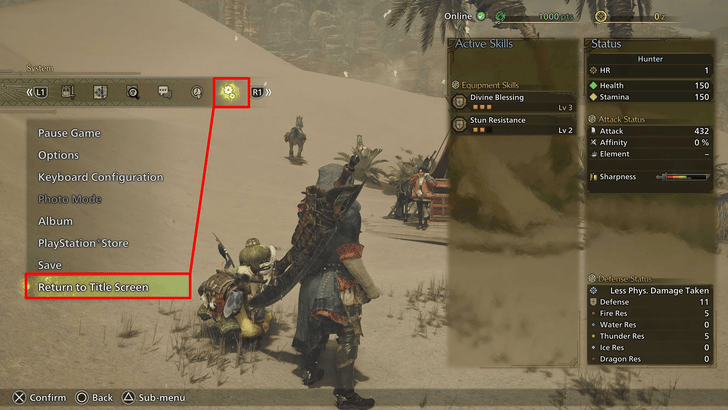 Monster Hunter Wilds Exit to Title Screen