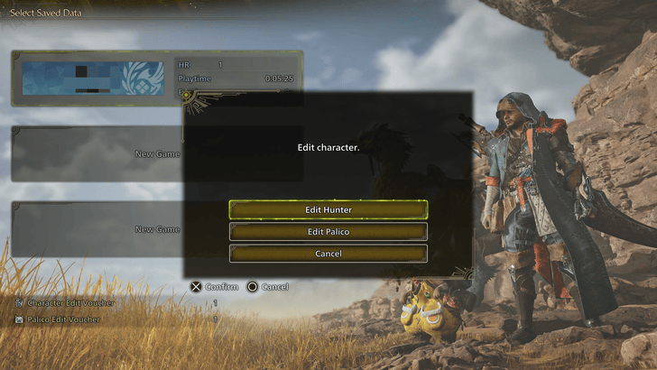 Monster Hunter Wilds Select Character to Edit