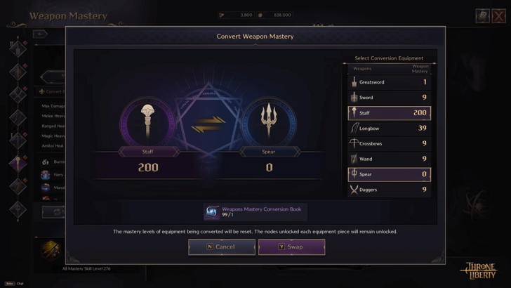 Transfer Weapon Mastery Points Using Weapon Mastery Conversion Book