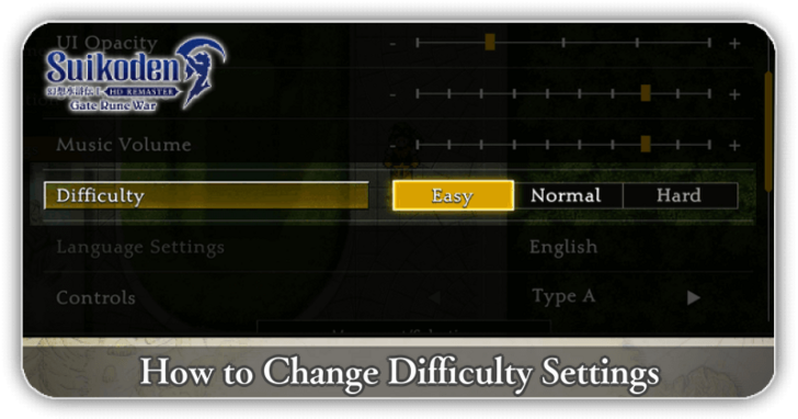 Suikoden 1 HD Remaster How to Change Difficulty Settings