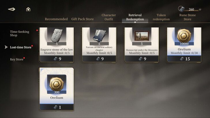 Buying Orelium from the Lost-time Store