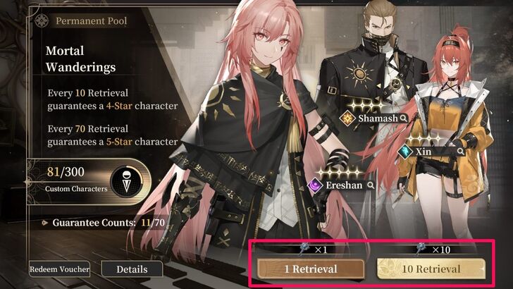 Pull Characters or Weapons