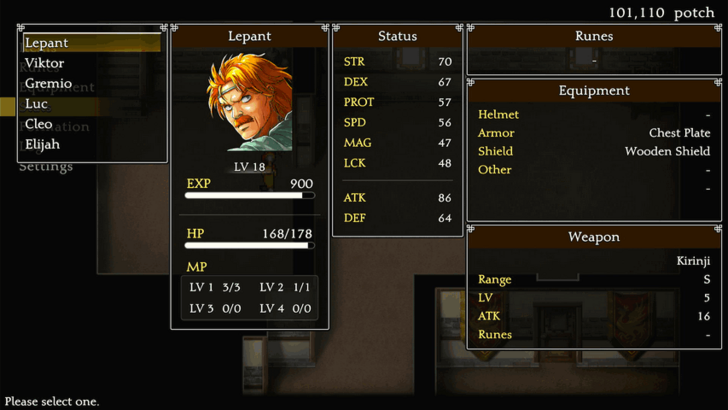 Suikoden 1 HD Remaster Character Stats