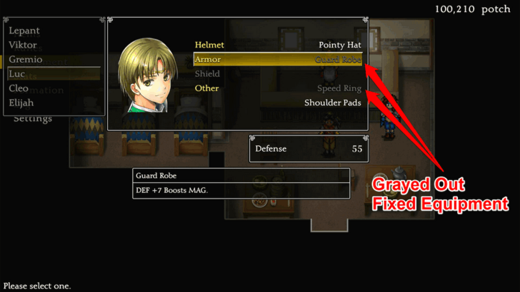 Suikoden 1 HD Remaster Fixed Equipment