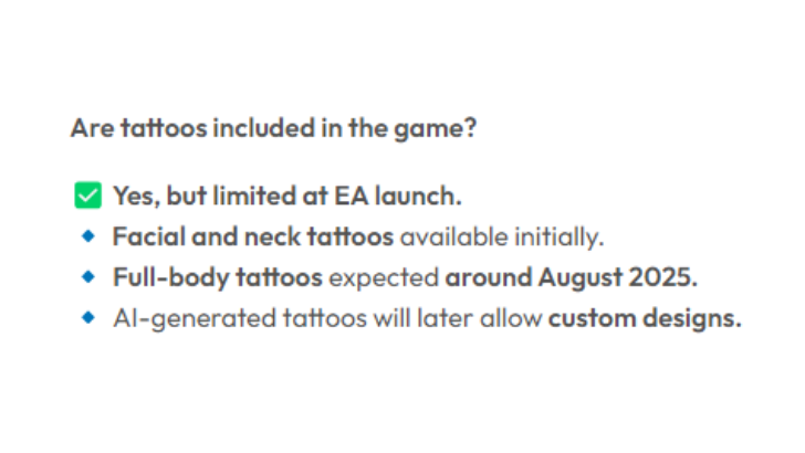 inZOI - Face and Neck Tattoos are Available in Early Access
