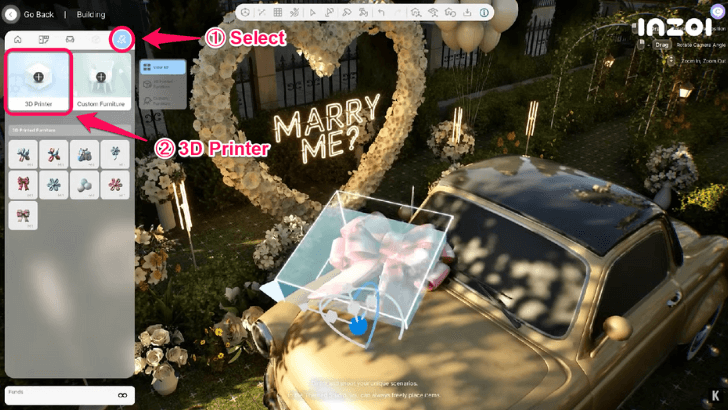 inZOI - Select the 3D Printer from the Building Menu