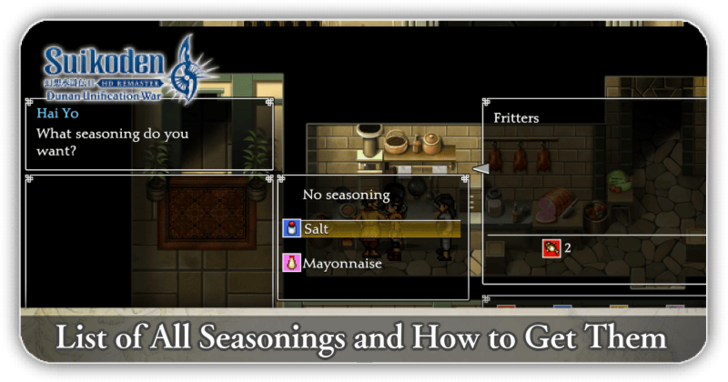 Suikoden 2 - List of All Seasonings and How to Get Them