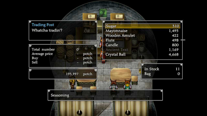 Suikoden II - Buy Seasoning in Trading Shops