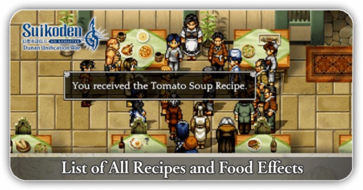 Suikoden II - List of All Recipes and Food Effects