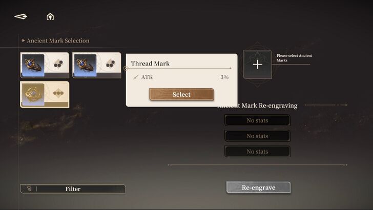 Select the Ancient Mark you want to re-engrave