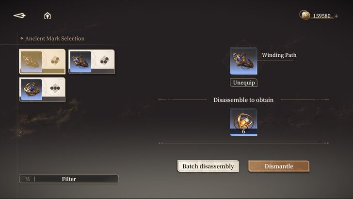 Choosing an Ancient Mark to disassemble