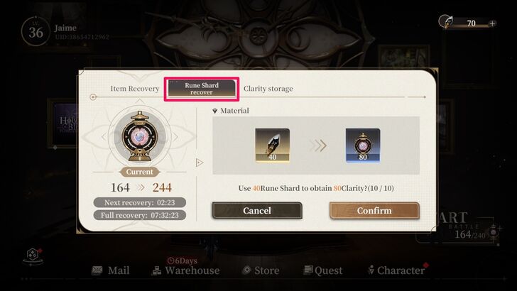 Convert Rune Shards to Clarity