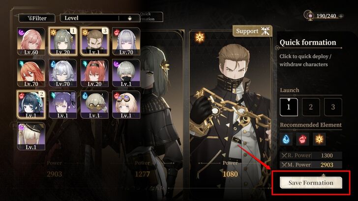 Save Quick Formation