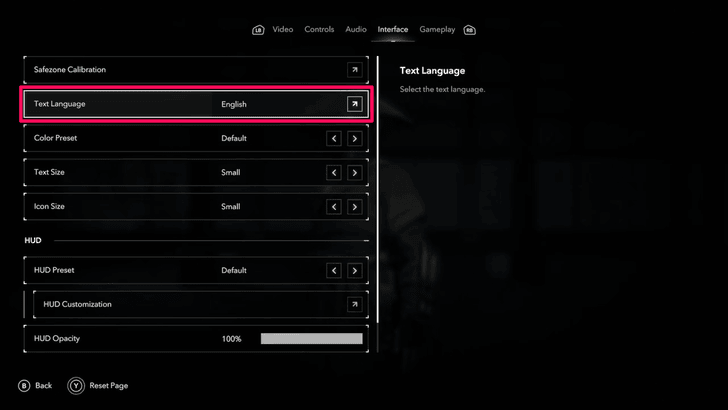 Text Language Setting