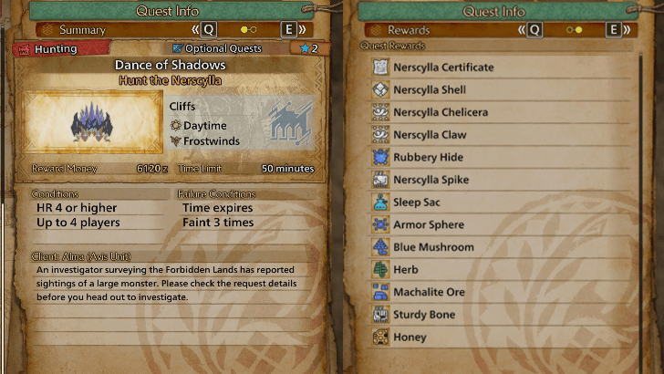 Dance of Shadows Quest Rewards