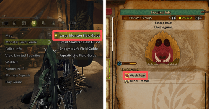 Identify Different Roar Types with the Large Monster Field Guide