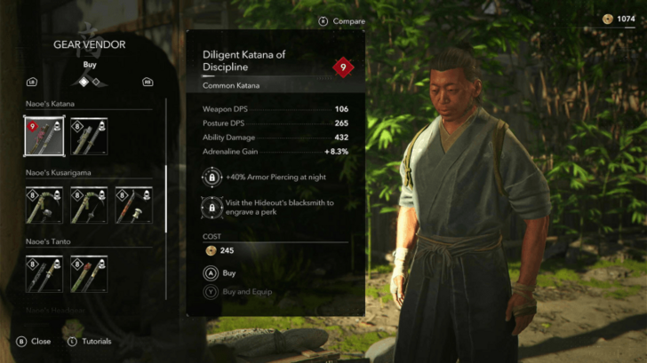 Weapons from Gear Vendors