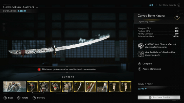 AC Shadows Carved Bone Katana Location in DLC