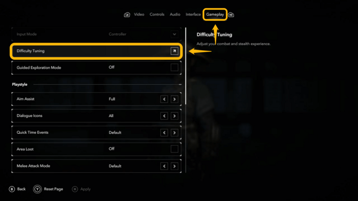 Gameplay Options Menu