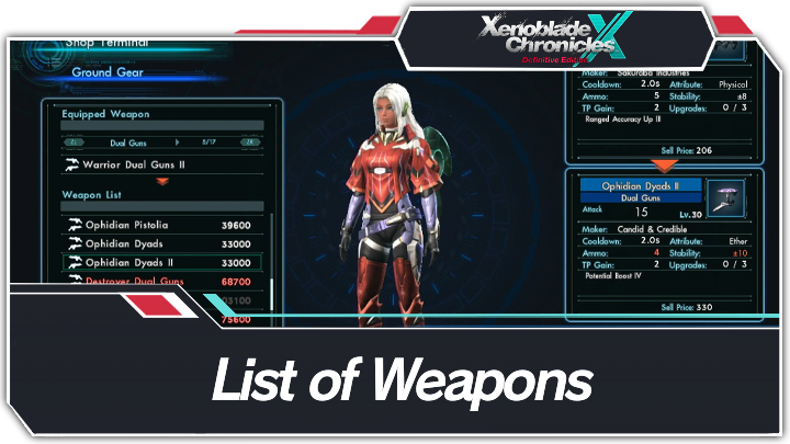 Xenoblade Chronicles X - List of Weapons