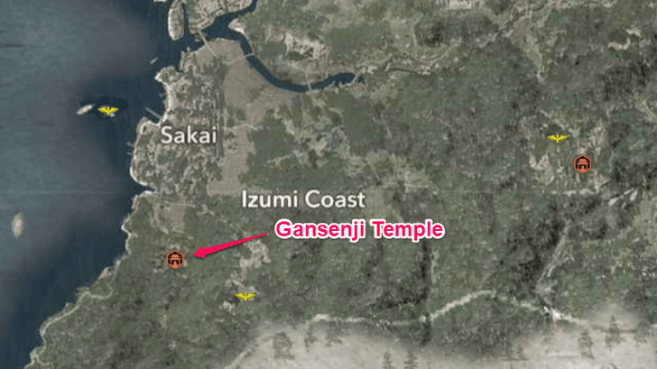 Gansenji Temple Map Location