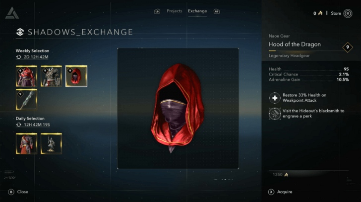 Legendary Headgear from Animus Exchange