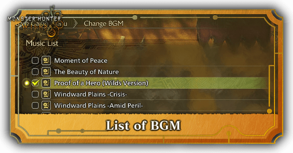 Monster Hunter Wilds List of BGM