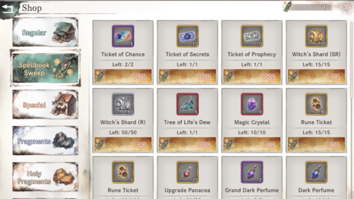 Event Shop SpellSweep