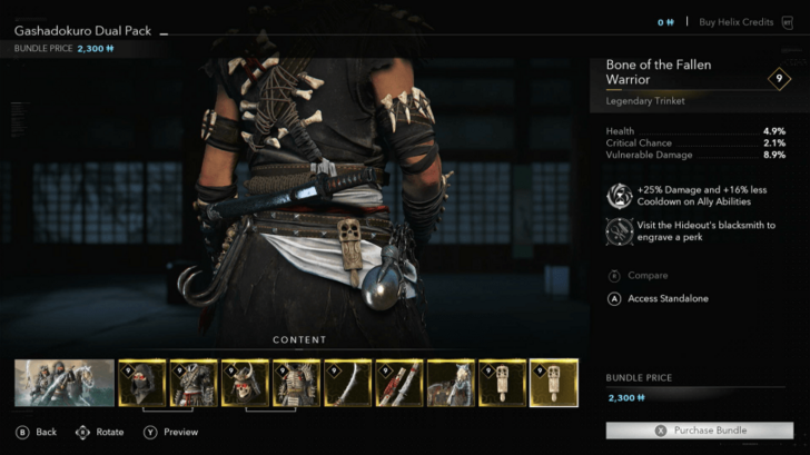 AC Shadows Bone of the Fallen Warrior Trinket Location in DLC