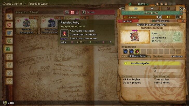 Rathalos Ruby Investigation Reward