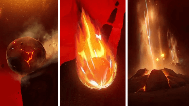 Genshin - Fireballs Falling Rocks and Vents