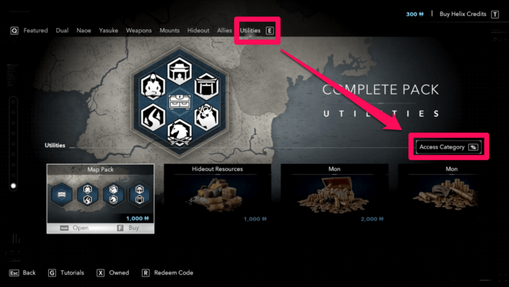 Go to Utilities Then Access Category