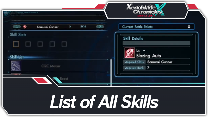 Xenoblade Chronicles X - Skills Front Top Banner