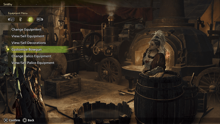 Bowgun Mods - Gemma Equipment Menu