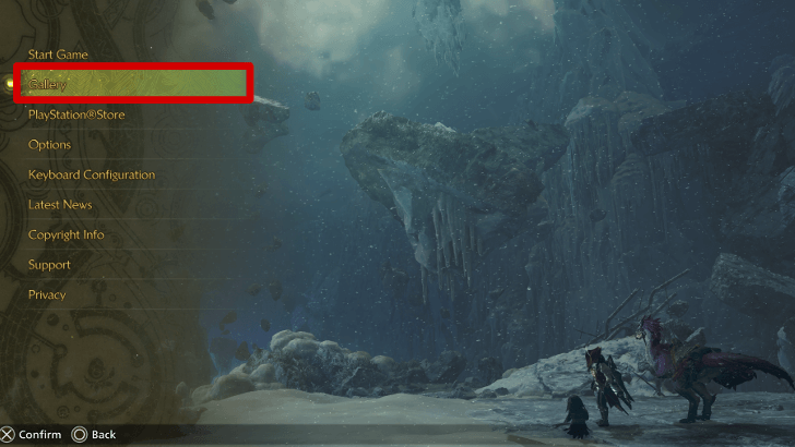 Choose the Gallery on Main Title Screen