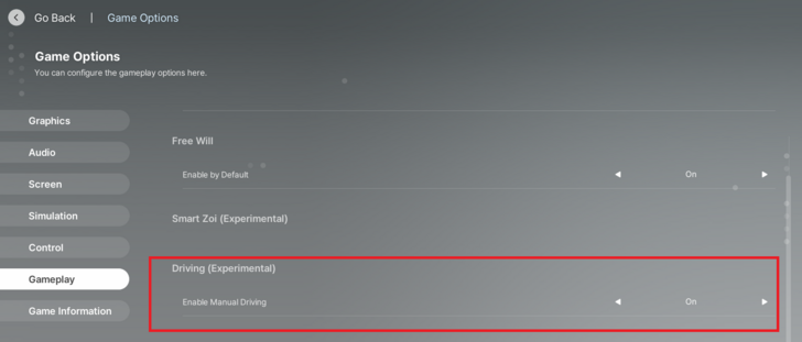 Enable Manual Driving