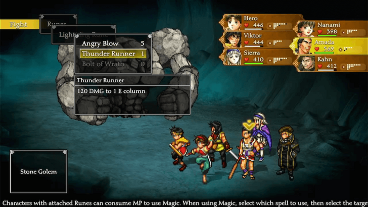 Suikoden 2 - Stone Golem Thunder Attacks