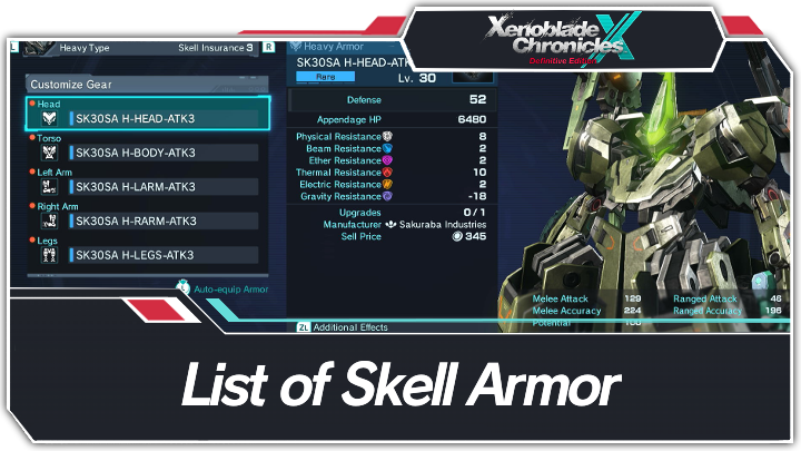 Xenoblade Chronicles X - List of Skell Armor