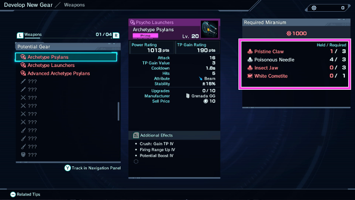 Xenoblade Chronicles X - Crafting