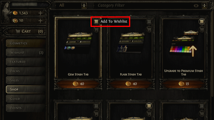 Path of Exile 2 - Wishlist Stash Tabs
