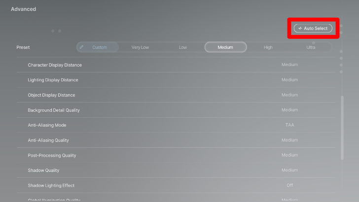 Auto Select Best Settings