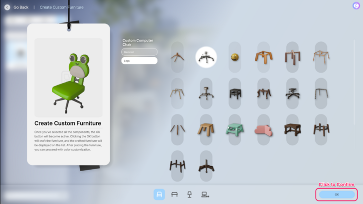 Step 3 - Select Individual Furniture Parts