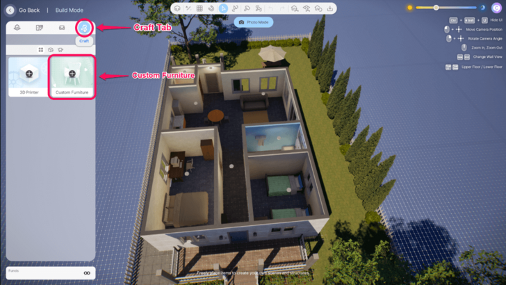 Step 1 - Build Mode Craft Screen