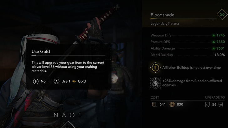 Using Gold to Upgrade Items