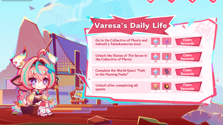 Genshin - A Tranquil Day - Complete routine to Claim Rewards