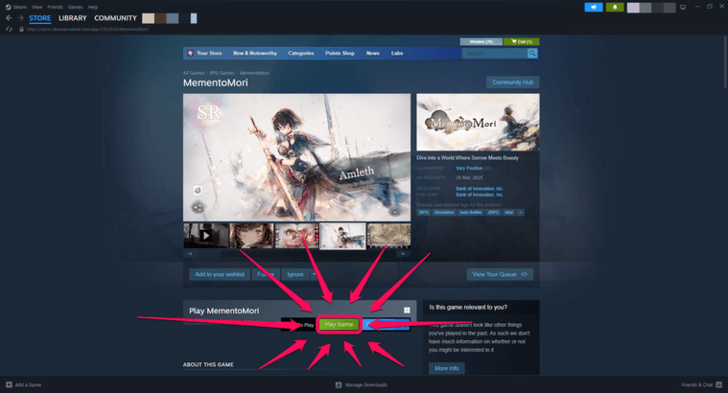How to Install MementoMori Steam Step 3 - MementoMori