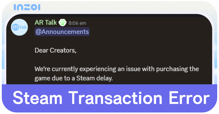 inZOI Steam Transaction Error
