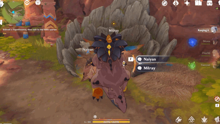 Indwell a Tepetlisaurus, then talk to the little saurian